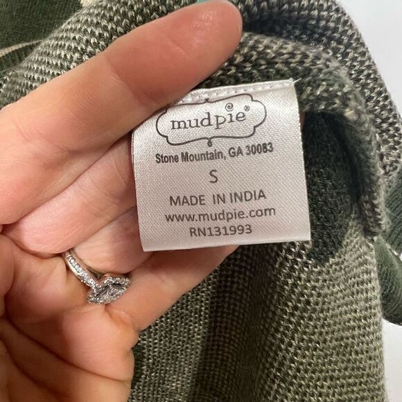 Mud Pie Camouflage Green Tan Autumn Jacquard Sweater NWT! - Picture 7 of 12